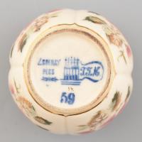 Zsolnay antik, XIX. sz. virág mintás áttört mini kaspó. Kézzel festett, jelzett (Zsolnay családi pec...