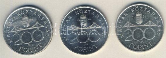1993. 200Ft Ag "MNB" (3x) T:BU,2