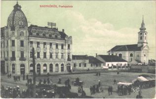 1914 Nagykőrös, Postapalota, piac, templom (EK)