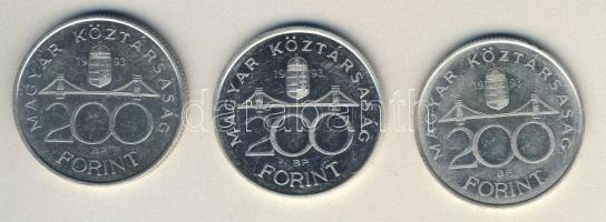 1993. 200Ft Ag "MNB" (3x) T:BU,2