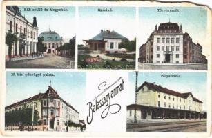1928 Balassagyarmat, Rák szálloda, Megyeház, Kaszinó, Törvényszék, M. kir. pénzügyi palota, Pályaudvar, vasútállomás (b)