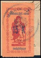 1922 Tanúsítvány házasságkötésről 15K miskolci ínségbélyeggel