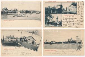 Balatonföldvár - 4 db régi hosszúcímzéses képeslap
