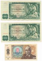 Csehszlovákia 1961. 100K (2x) + 1986. 10K T:III Czechoslovakia 1961. 100 Korun (2x) + 1986. 10 Korún C:F