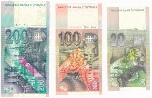Szlovákia 1997. 20K (2x) + 2004. 100K + 2002. 200K T:III közte szép papír
Slovakia 1997. 20 Korún (...