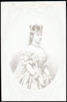 cca 1870 Erzsébet királyné, 1 db NEGATÍV másolat eredeti forrásról, 4,5x2,8 cm
