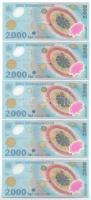 Románia 1999. 2000L "Napfogyatkozás" (5x sorszámkövető, "001A0565816 - 001A0565820&qu...