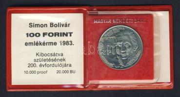 1983. 100Ft "Simon Bolivár" T:BU Eredeti tokban, tanúsítvánnyal!