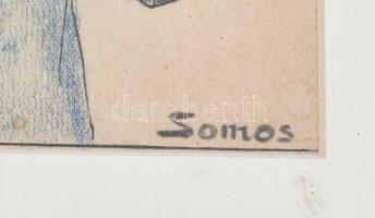 Somos jelzéssel: Béke és demokráciáért szocreál propaganda rajz. 23x28 cm Üvegezett keretben