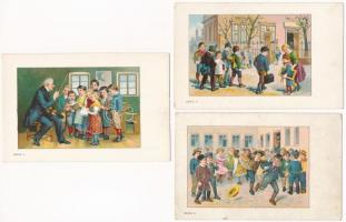 Nestlé-féle gyermekliszt, - 3 db RÉGI megíratlan litho képeslap / childrens flour, advertisement - 3 pre-1945 unused postcards, litho