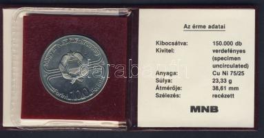 1982. 100Ft "Labdarúgó VB" T:BU Eredeti tokban, tanúsítvánnyal!