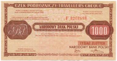 Lengyelország 1989. 1000Zl Lengyel Nemzeti Bank utazási csekk T:III Poland 1989. 1000 Zlotych (4x) Narodowy Bank Polski travellers cheque C:F