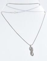 Ezüst(Ag) kígyó nyaklánc, csavart köves függővel, jelzett, h: 45 cm, 2,4×0,8 cm, bruttó: 5,4 g