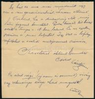 1956 Rassay Károly (1886-1958) ügyvéd, liberális politikus, lapszerkesztő autográf levele családtagj...