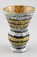Iparművészeti Vállalatos Gorka mázas kerámia váza, jelzett, alsó pereme sérült, részben kavított, m: 15 cm