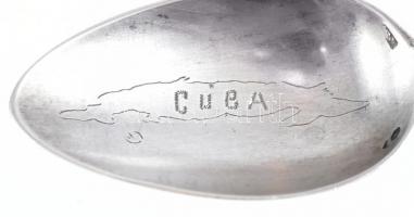 Ezüst(Ag) "Cuba" térképes, címeres díszkanál, jelzett, h: 12,1 cm, nettó: 14,3 g