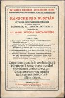cca 1931 Ranschburg Gusztáv Antiquar Könyvkereskedésének 127. számú könyvjegyzéke. Foltos borítóval, az elülső borítón kis lyukkal.
