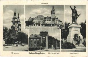 1944 Kiskunfélegyháza, Új templom, Városháza, Petőfi szobor, Kir. Járásbíróság (EK)
