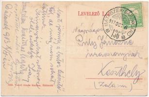 1913 Bátaszék, Király úti részlet, templom, kaszinó. Vasúti tőzsde kiadása + "BÁTASZÉK - SÁRBOG...