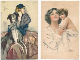 4 db RÉGI megíratlan olasz művész motívum képeslap / 4 pre-1945 unused Italian art postcards