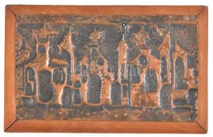 Iparművész réz dombormű- fa kerettel 19x11 cm