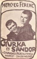 Herczeg Ferenc: Gyurka és Sándor. Bp., é.n.. Singer és Wolfner. Fényes Adolf által illusztrált címké...