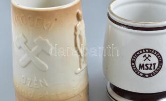 Zsolnay és Hollóházi (2-2db) bányászkorsók. Klf minták, kor, jelzések. Kopásokkal