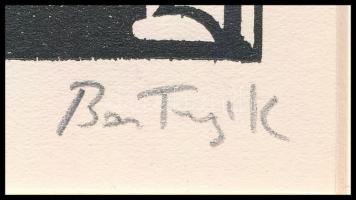 Bortnyik Sándor (1893-1976): Szidalom, linómetszet, papír, paszpartuban, utólagos jelzéssel, 11×8 cm