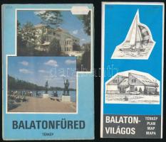 1990 Balatonvilágos térkép. Bp., Kartográfia, 39x26 cm + 1991 Balatonfüred térkép. Bp., Kartográfia, 58x39 cm
