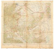 cca 1932 Budapest és Wien térkép, 1:75.000, Bp., M. Kir. Állami Térképészet, vászonra kasírozva, 39x43 cm
