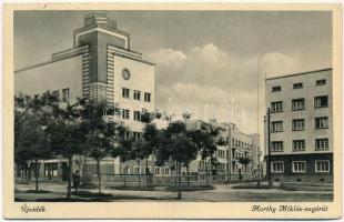 1942 Újvidék, Novi Sad; Horthy Miklós sugárút. leporellolap / street. leporellocard (r)