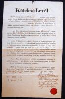 1841 Kötelező-levél viaszpecséttel