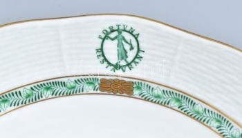 Herendi zöld Appponyi mintás kínáló tál Fortuna Restaurant egyedi festéssel. Kézzel festett, jelzett...