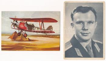 14 db MODERN repülős motívum képeslap (egy Gagarin) / 14 modern motive postcards: aircrafts + Gagari...
