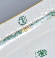 Herendi zöld Appponyi mintás kínáló tál Fortuna Restaurant egyedi festéssel. Kézzel festett, jelzett...