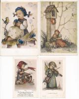 12 db RÉGI Hummel művész képeslap gyerekekkel / 12 pre-1945 art postcards with children, signed by Hummel