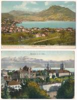 2 db RÉGI svájci képeslap / 2 pre-1915 Swiss postcards: Lugano, lausanne