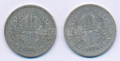 Ausztria 1895-1896. 1K Ag "Ferenc József" (2x) T:3 Austria 1895-1896. 1 Corona Ag "Fr...