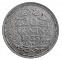 Hollandia 1935. 10c Ag I. Vilma T:2,2-  Netherlands 1935. 10 Cents Ag Wilhelmina I C:XF,VF  Krause KM#163
