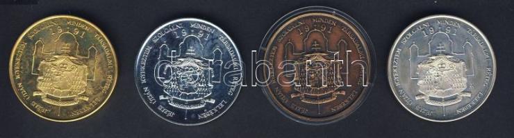 1991. "Mindszenty bíboros" sor, 4klf emlékérem: Br T:PP + ffém T:BU + Ag 32,12g T:PP + ara...