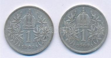 Ausztria 1900-1901. 1K Ag "Ferenc József" (2xklf) T:2- Austria 1900-1901. 1 Corona Ag &quo...