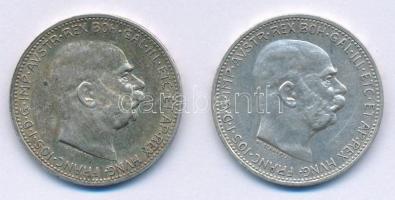 Ausztria 1912-1913. 1K Ag "Ferenc József" (2xklf) T:2 patina Austria 1912-1913. 1 Corona Ag "Franz Joseph" (2xdiff) C:XF patina Krause KM#2820