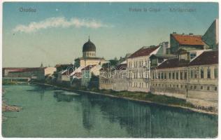 Nagyvárad, Oradea; Vedere la Crisul / Körös részlet, zsinagóga / Cris riverside, synagogue (ázott / wet damage)