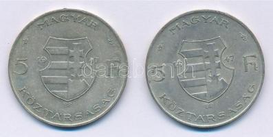 1947. 5Ft Ag "Kossuth" (2x) T:2- patina Adamo F8.1
