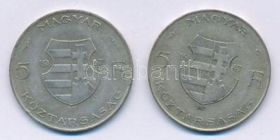 1947. 5Ft Ag "Kossuth" (2x) T:2-,3 patina Adamo F8.1