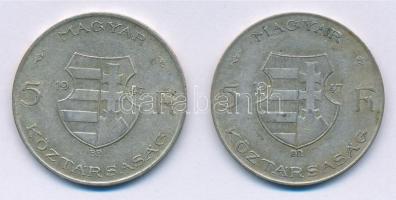 1947. 5Ft Ag "Kossuth" (2x) T:2-,3 patina Adamo F8.1