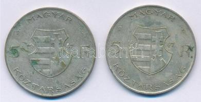 1947. 5Ft Ag "Kossuth" (2x) T:2-,3 patina Adamo F8.1