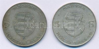 1947. 5Ft Ag "Kossuth" (2x) T:2-,3 patina Adamo F8.1