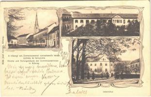 1907 Kőszeg, Szent Domonkosrendi szerzetesnők iskola épülete és temploma, Integrátus, Art Nouveau, kiadja Róth Jenő