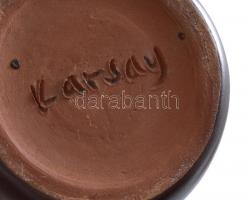 Karsay Judit (1945-): Mázas kerámia váza, jelzett, apró lepattanással m: 25 cm